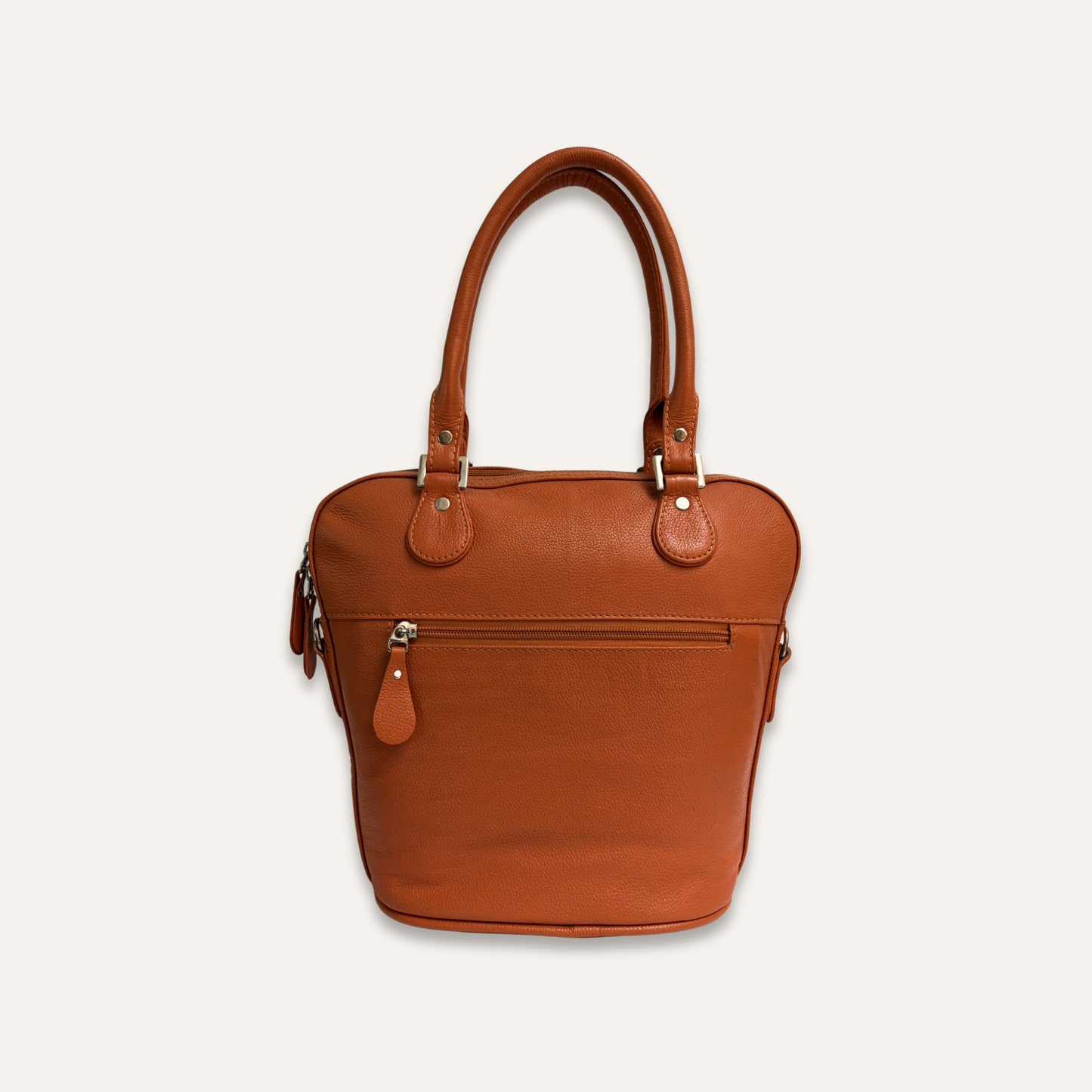 Cartera suave mediana naranja con beige