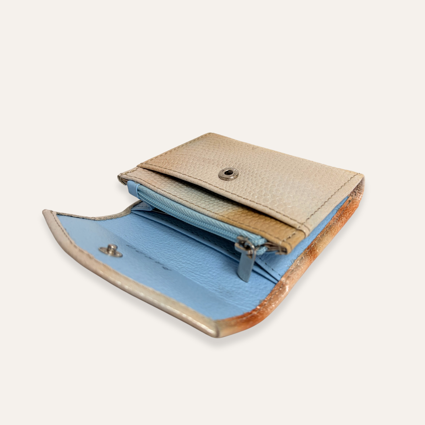 Monedero y mini billetera beige perlada