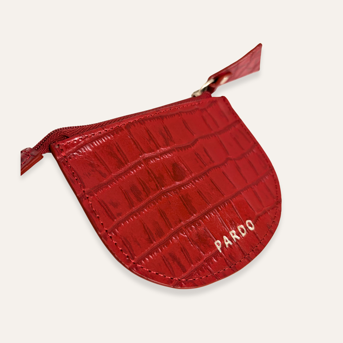 Monedero plano rojo cocodrilo