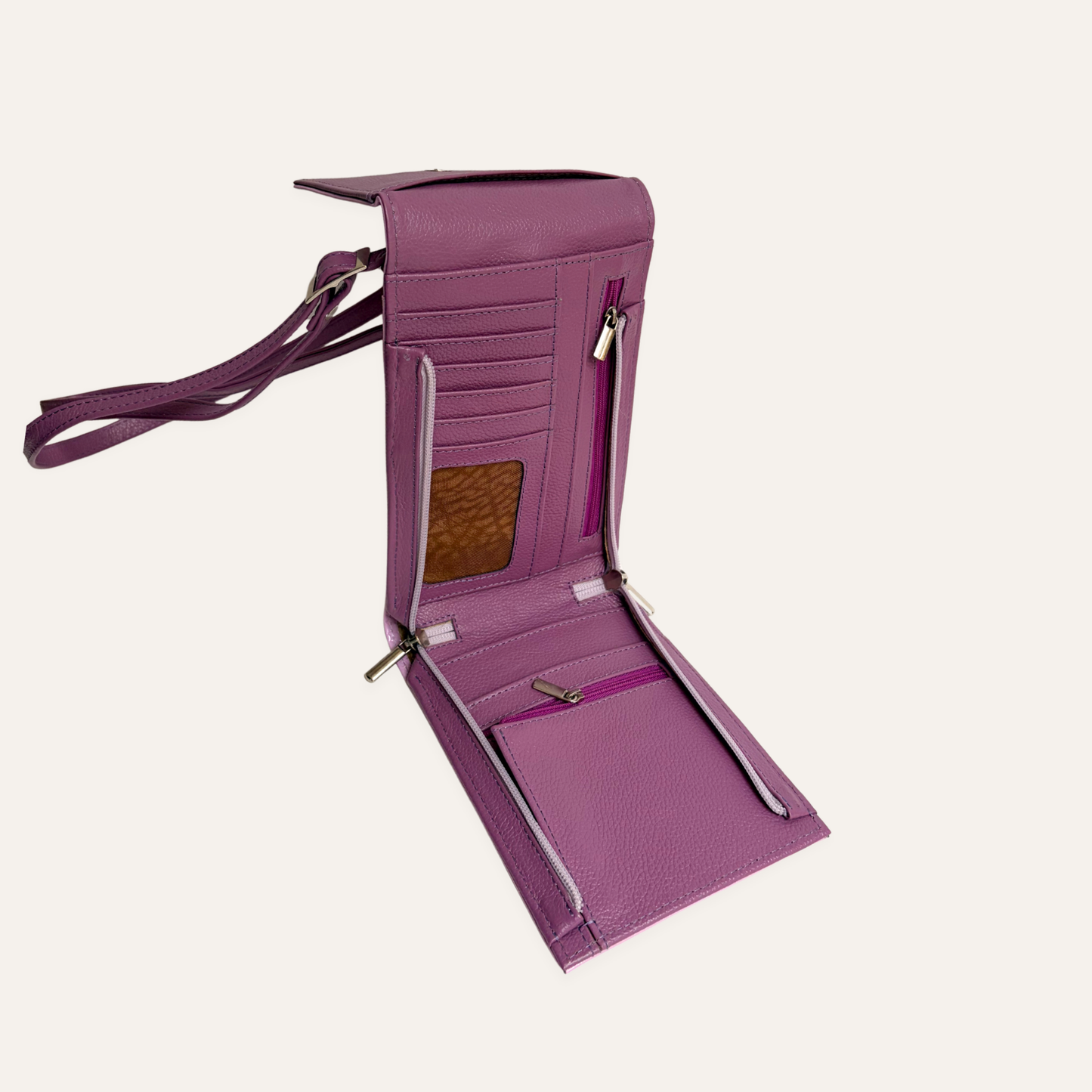 Portacelular estructurado crossbody lila