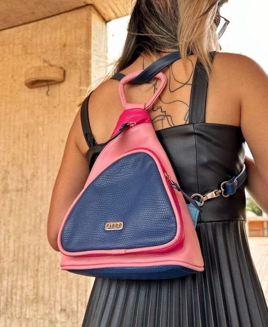 Pechera morral azul combinado