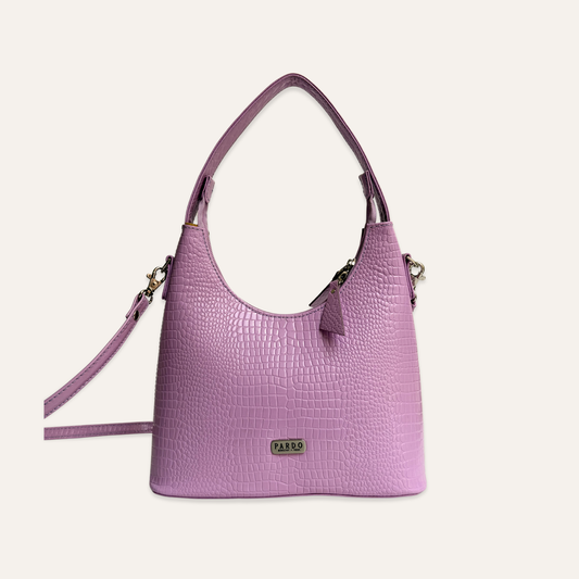 Cartera mediana clasica lila charol