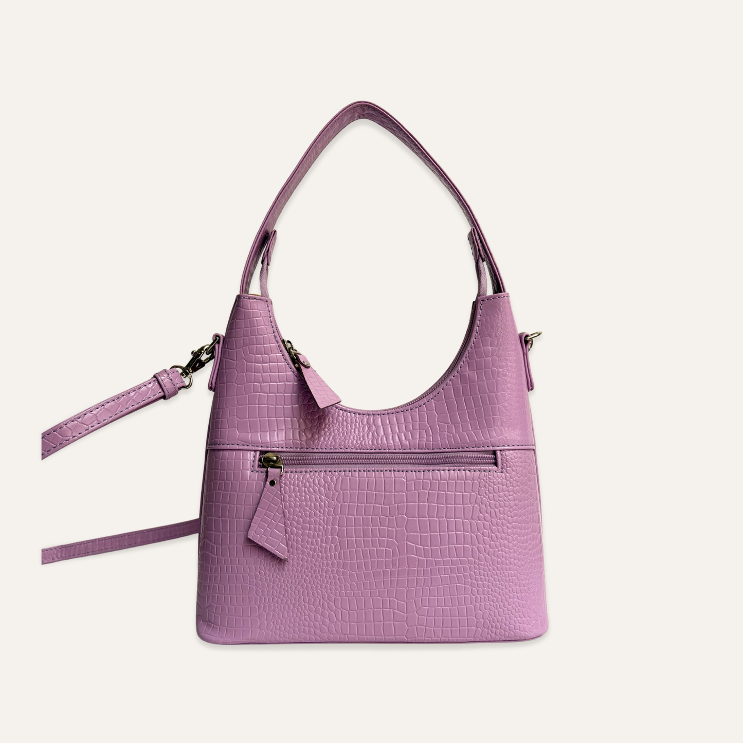 Cartera mediana clasica lila charol