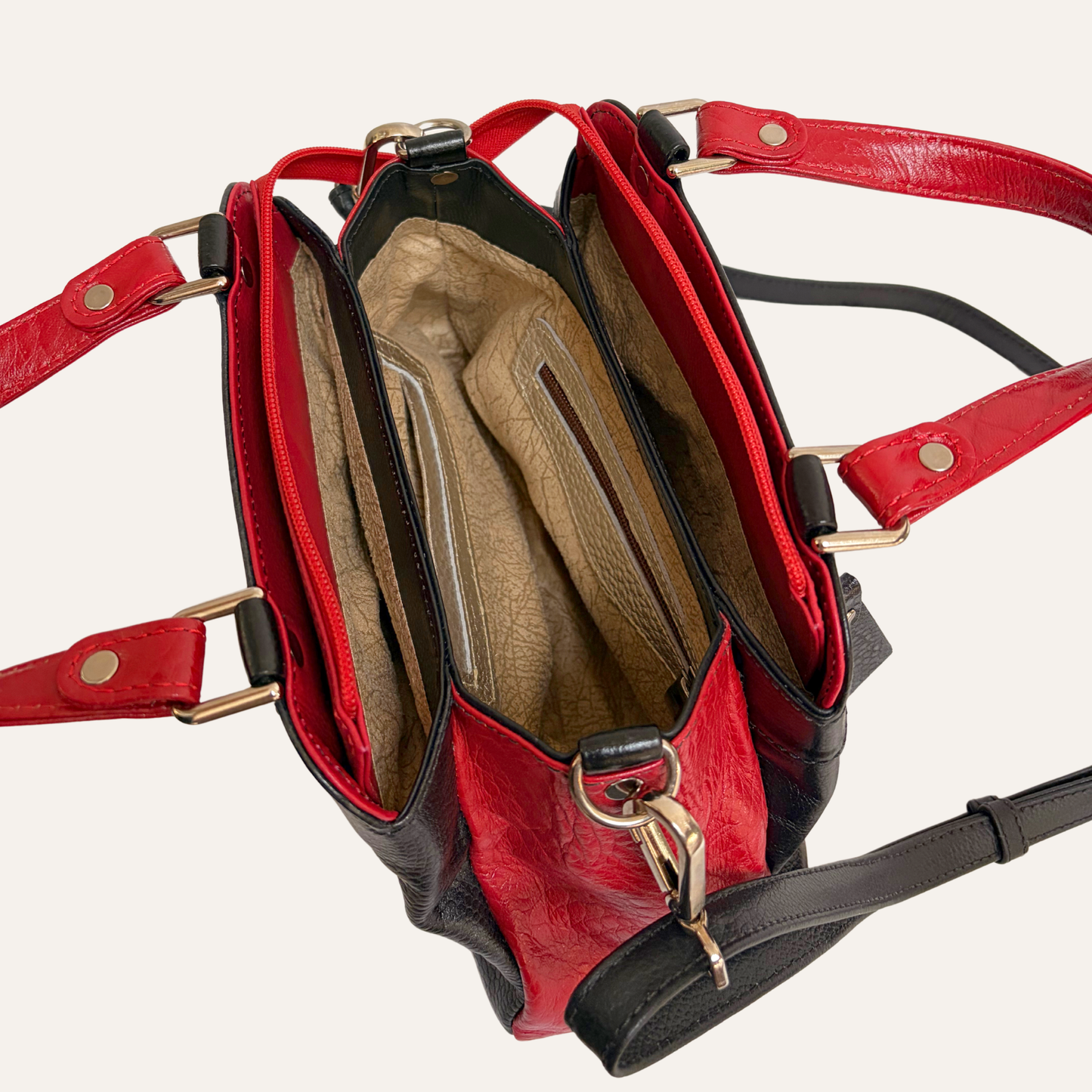 Bolso de mano y bandolera multicompartimientos negro
