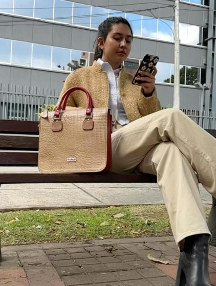 Bolso de mano multicompartimientos beige