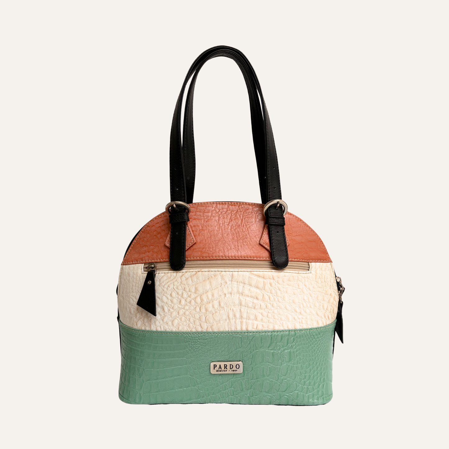 Bolso de franjas mediano negro combinado
