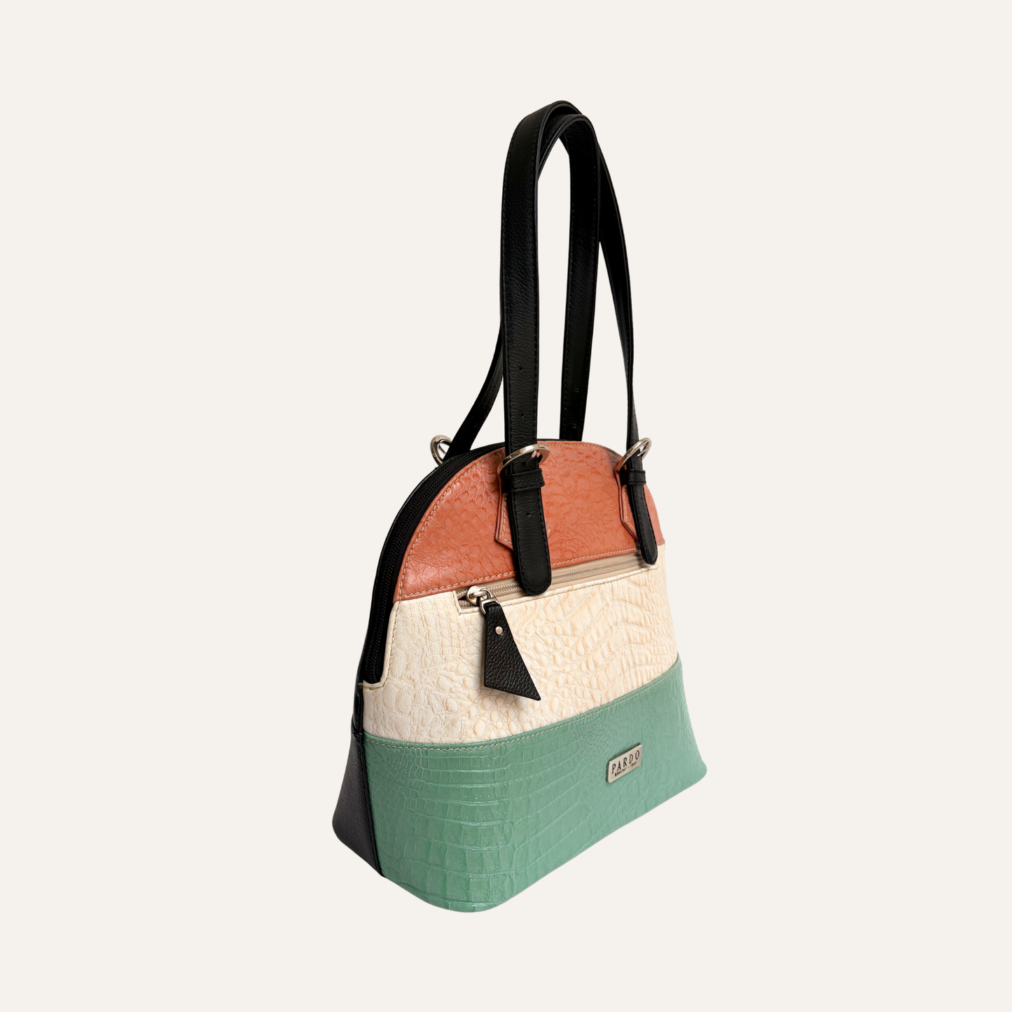 Bolso de franjas mediano negro combinado