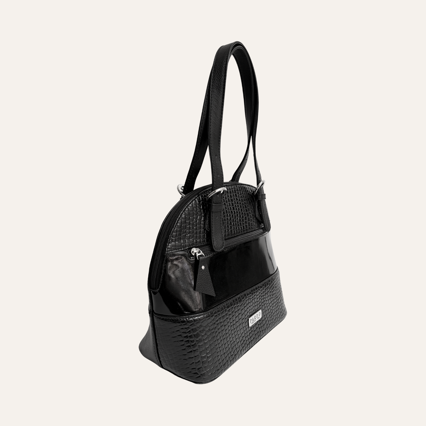 Bolso de franjas mediano negro
