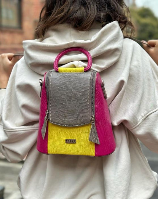 Mini morral doble cremallera gris combinado