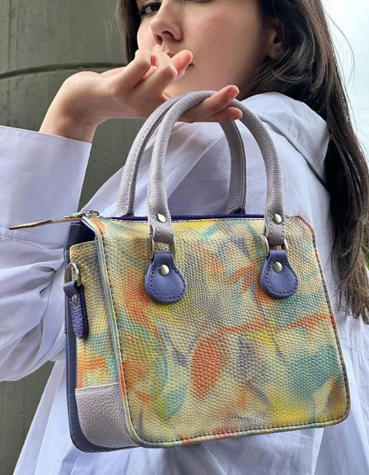 Cartera compartimientos lila camuflado