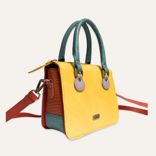 Cartera compartimientos amarilla