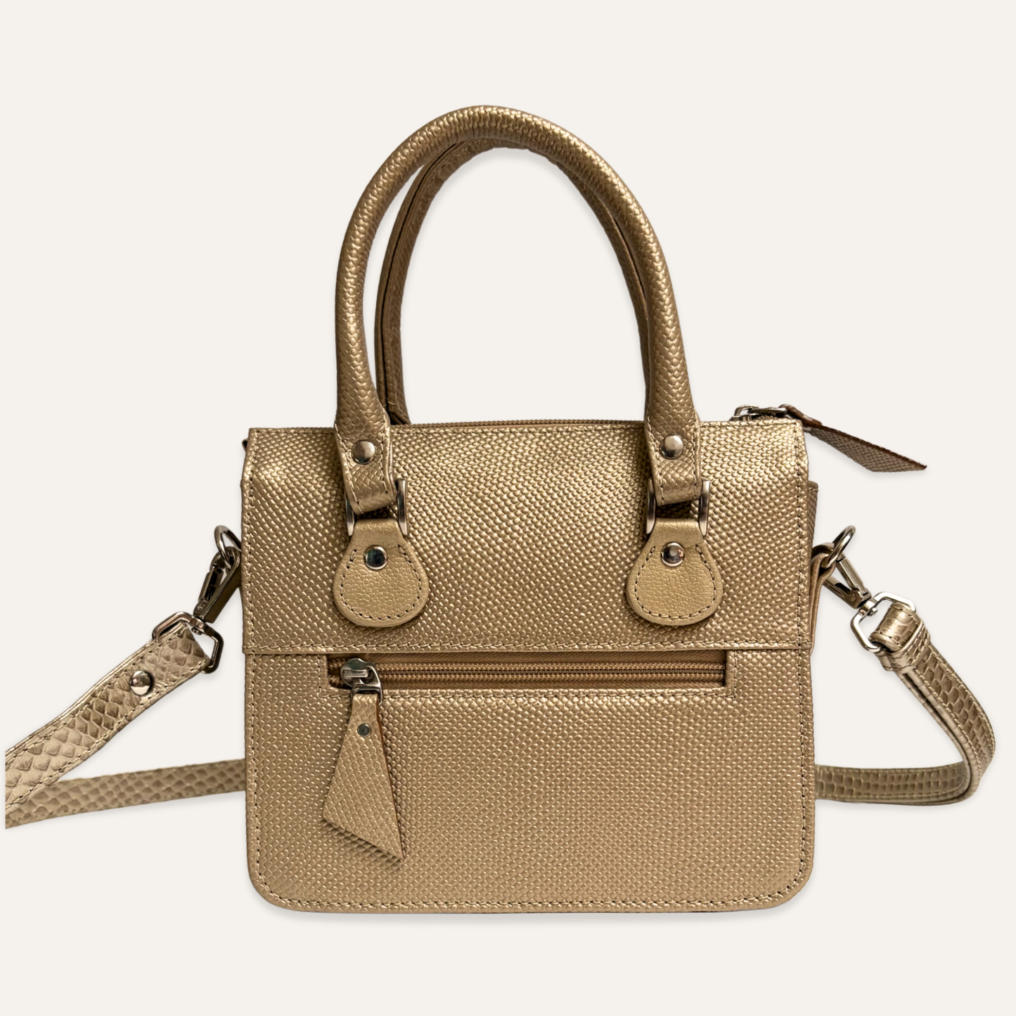 Cartera compartimientos dorado