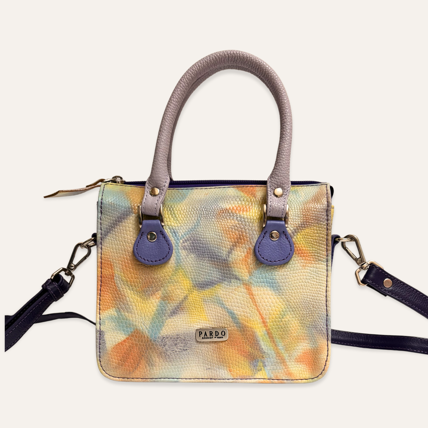 Cartera compartimientos lila camuflado