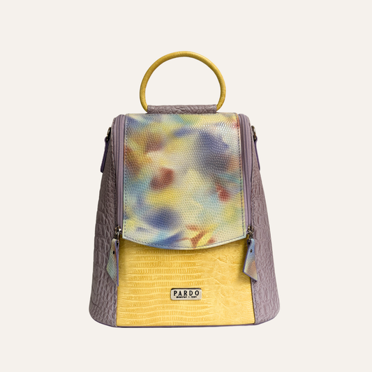 Morral doble cremallera lila camuflado