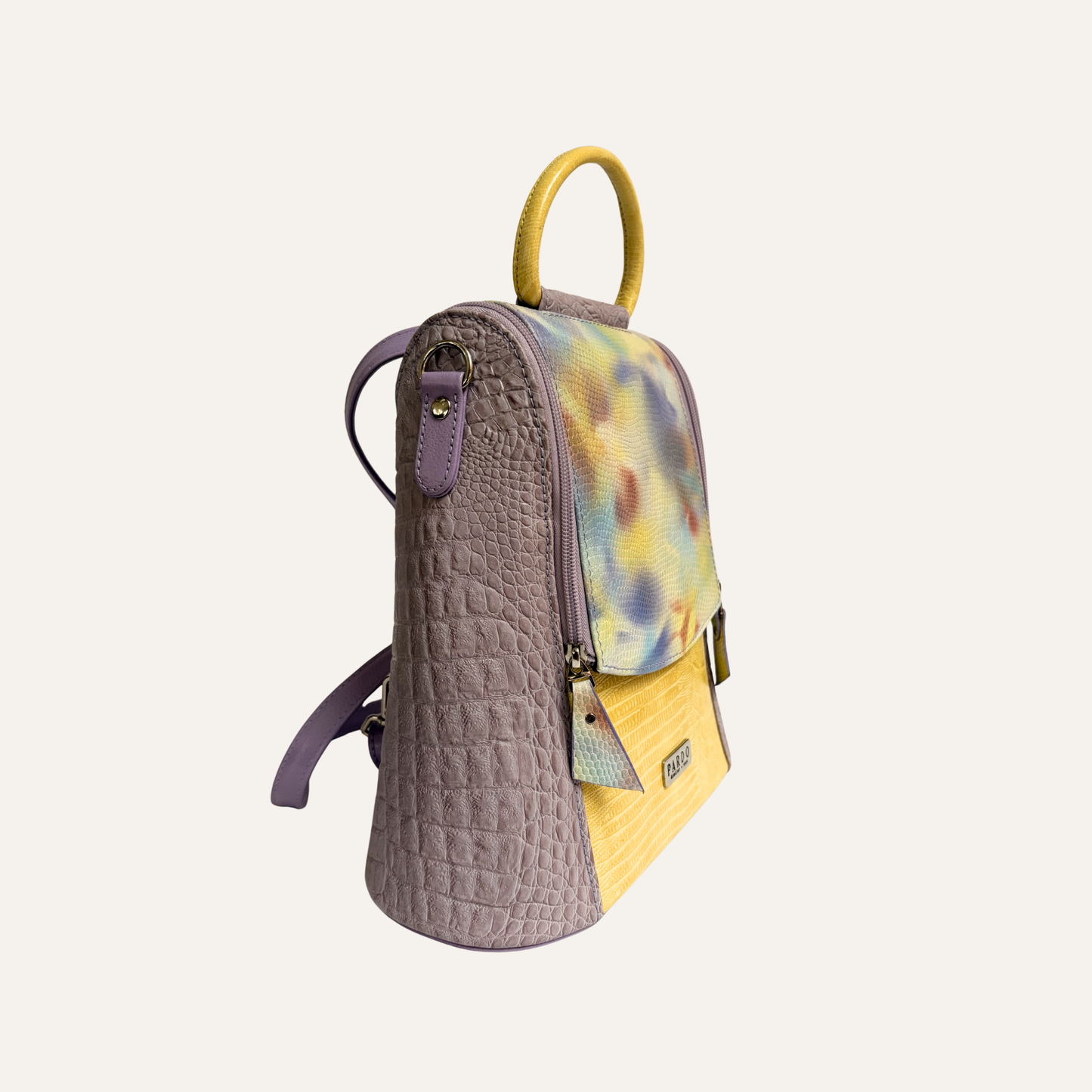 Morral doble cremallera lila camuflado