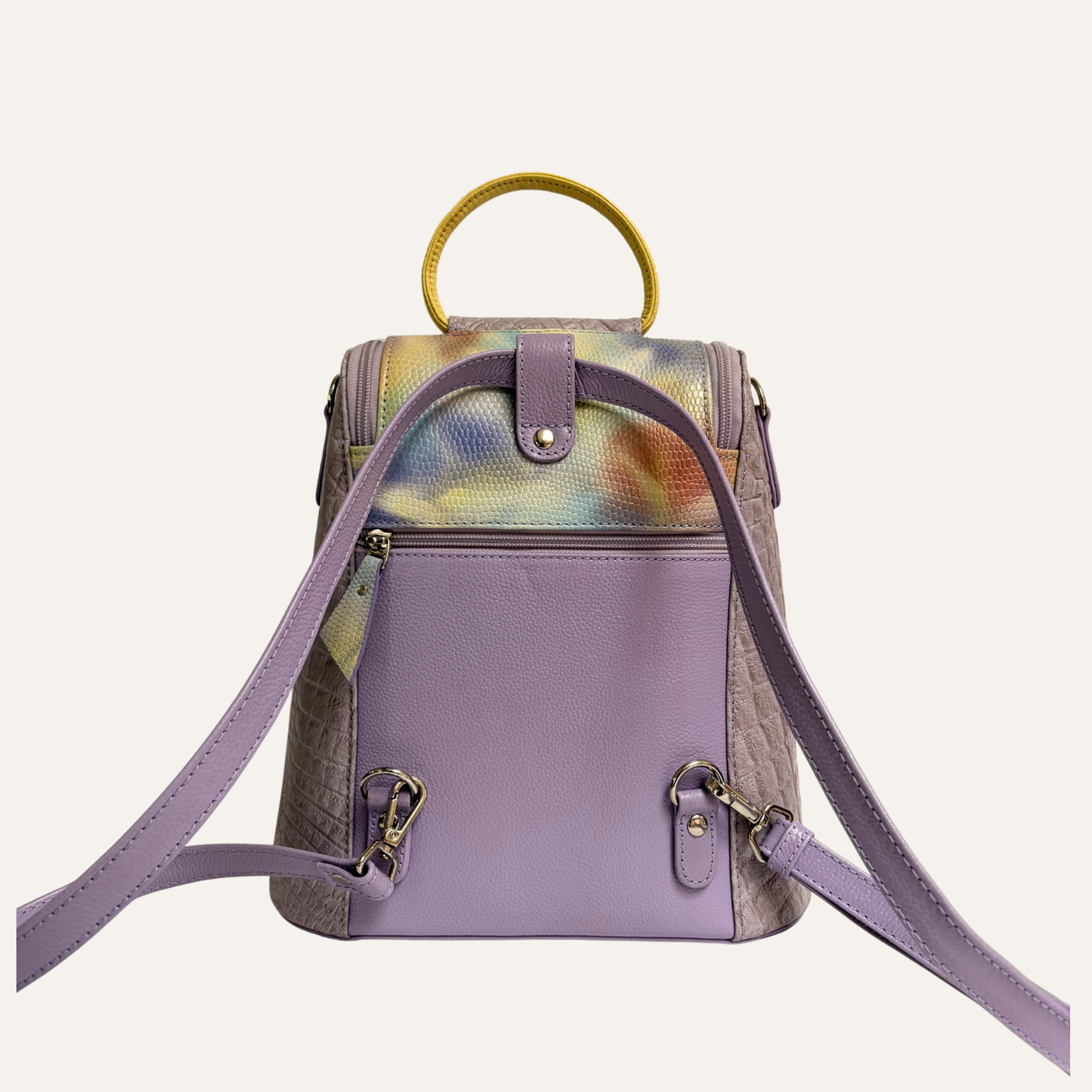 Morral doble cremallera lila camuflado