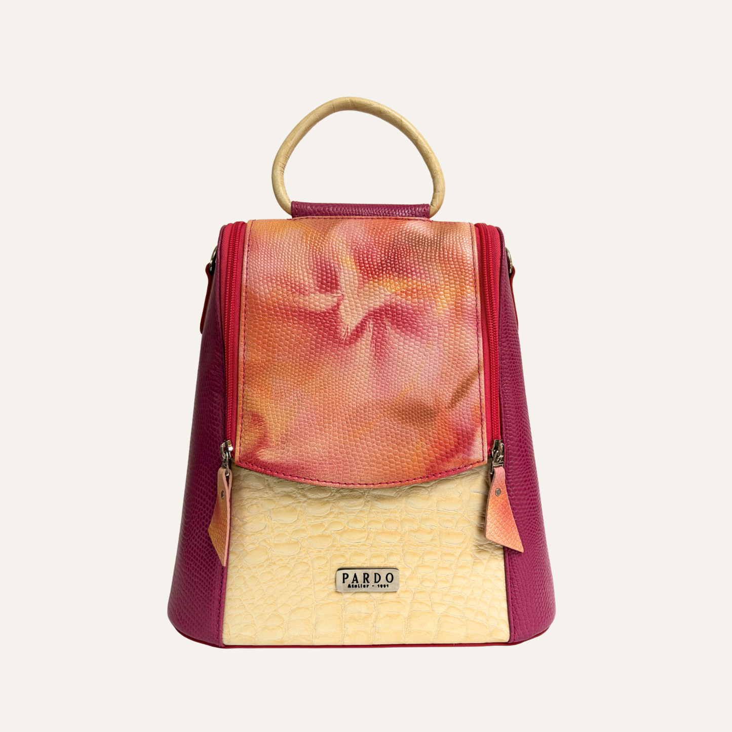 Morral doble cremallera fucsia camuflado