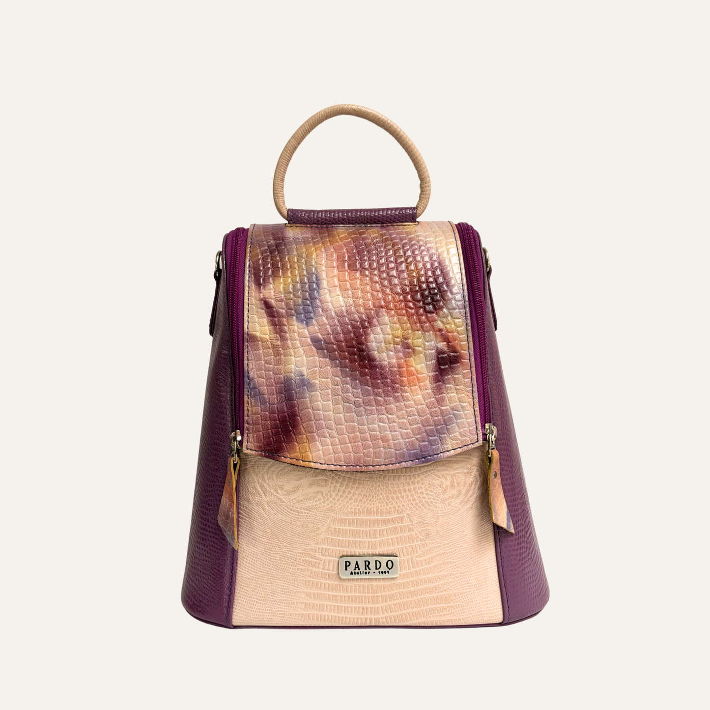 Morral doble cremallera morado camuflado