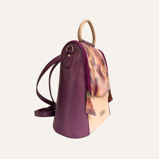 Morral doble cremallera morado camuflado