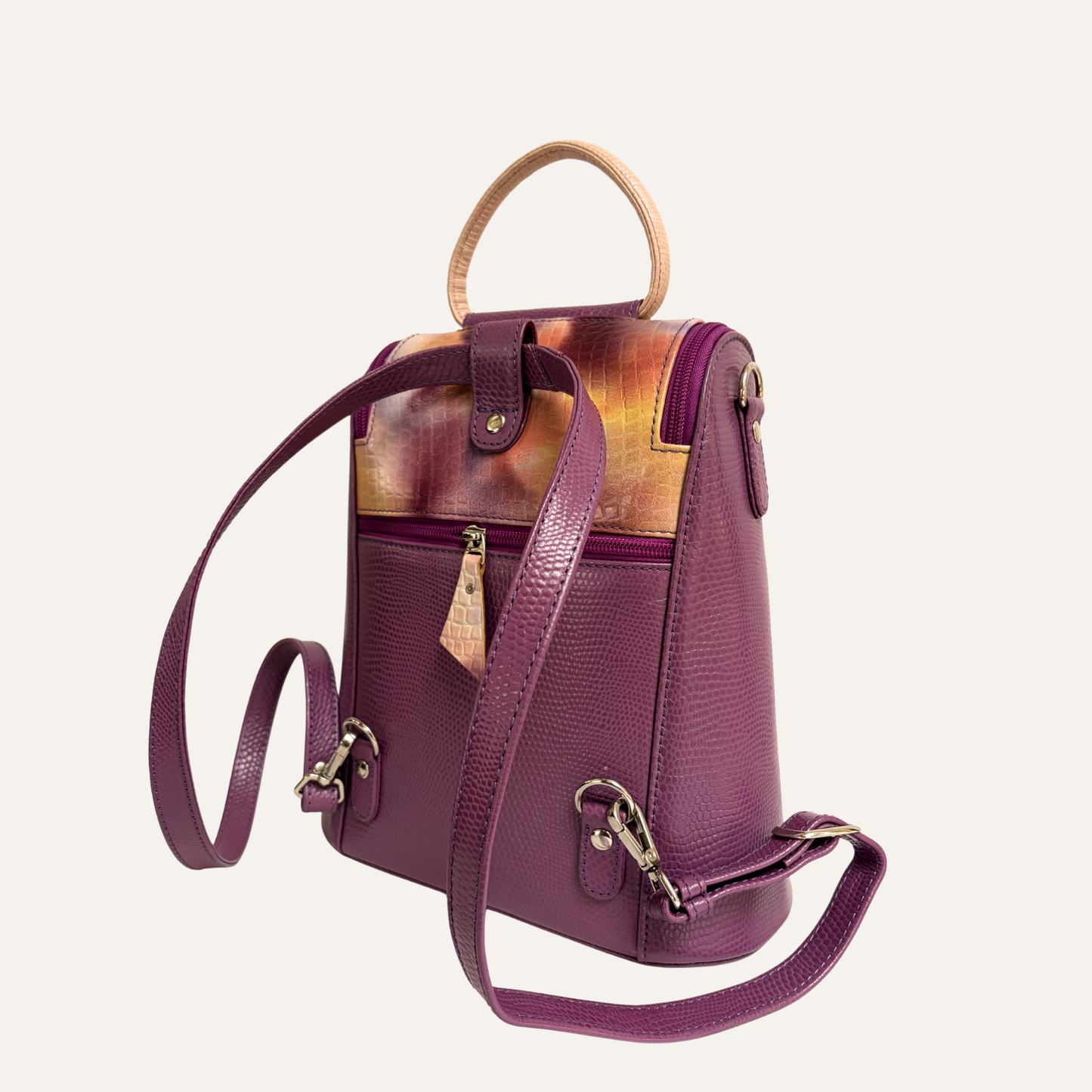 Morral doble cremallera morado camuflado