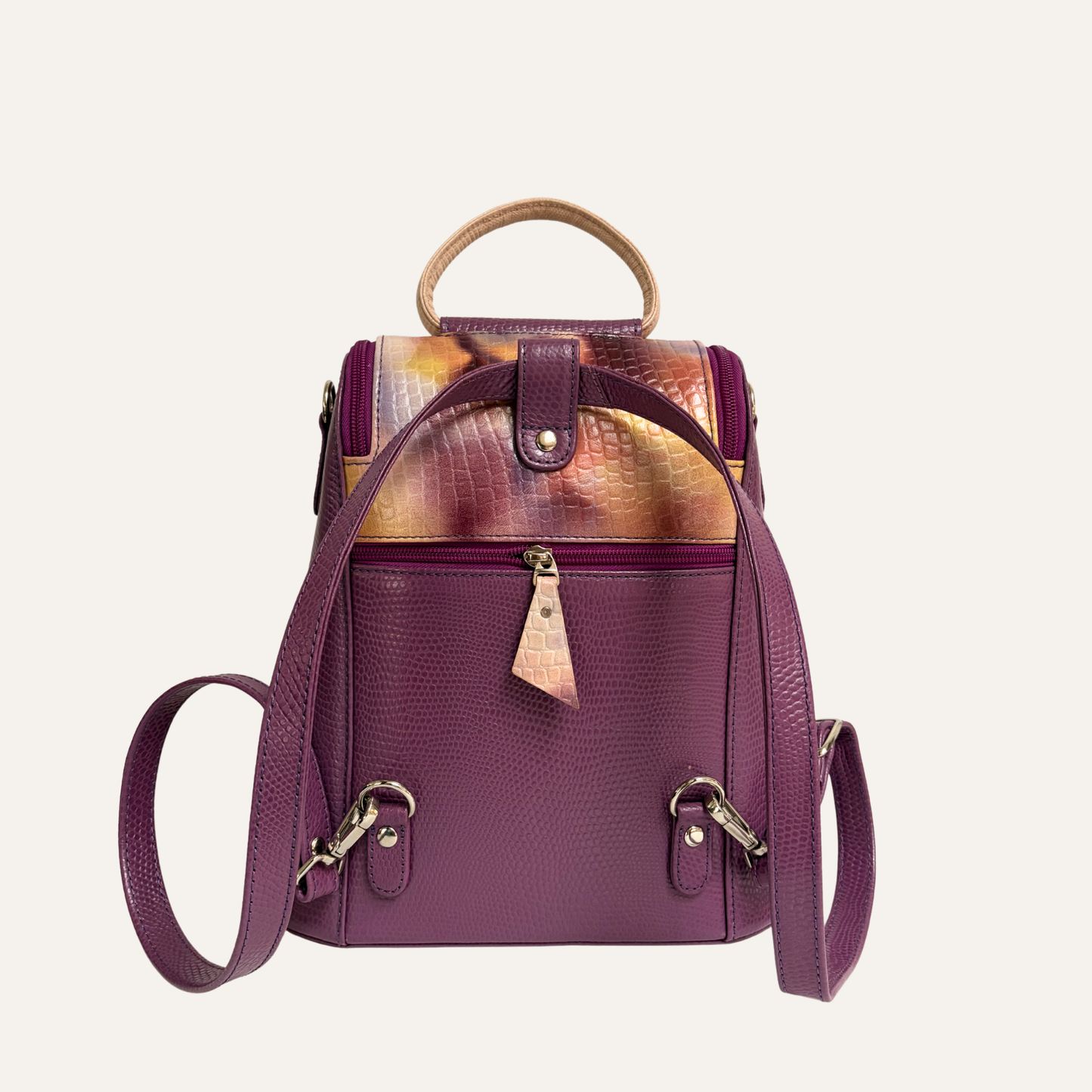 Morral doble cremallera morado camuflado