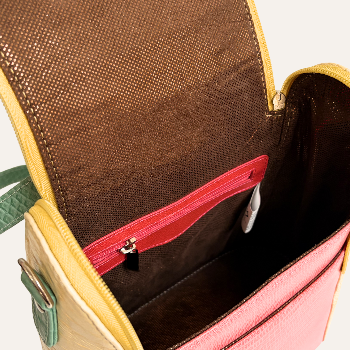 Morral doble cremallera amarillo