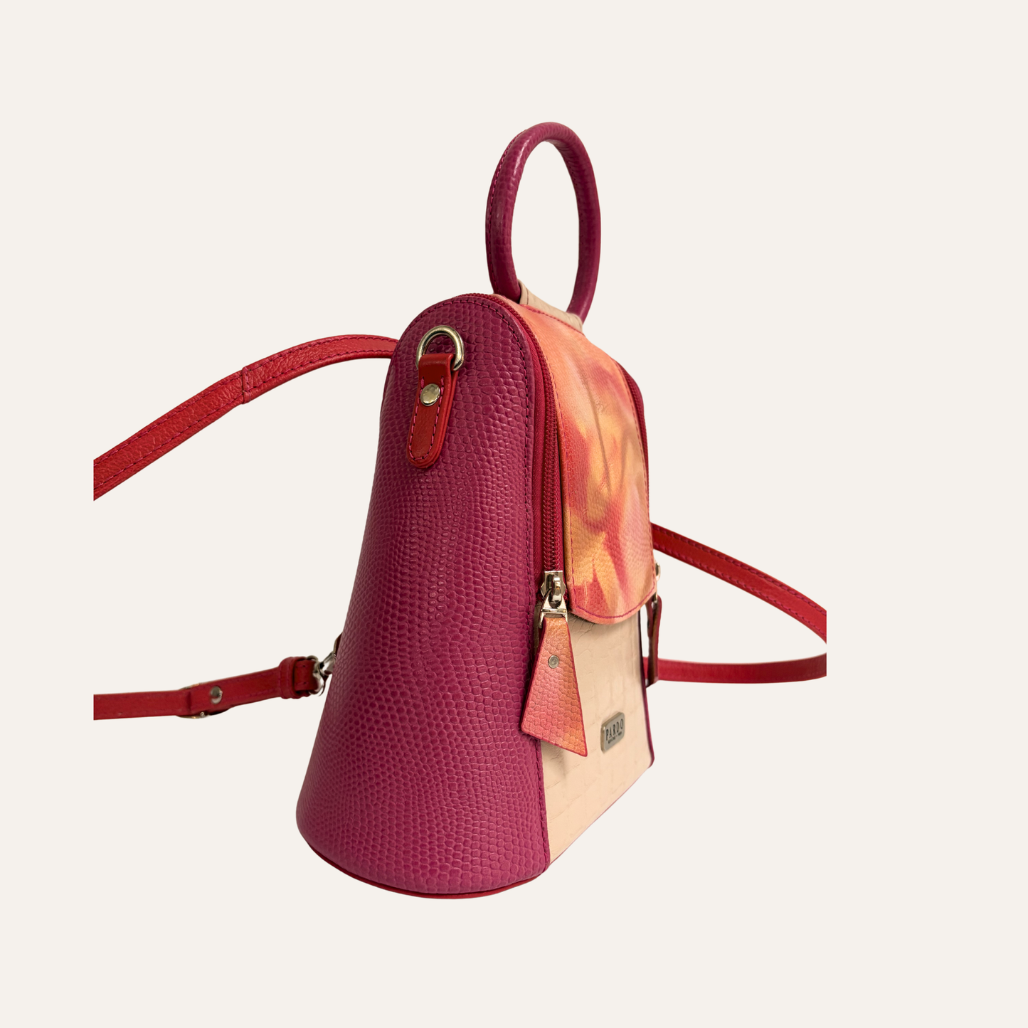 Mini morral doble cremallera fucsia camuflado