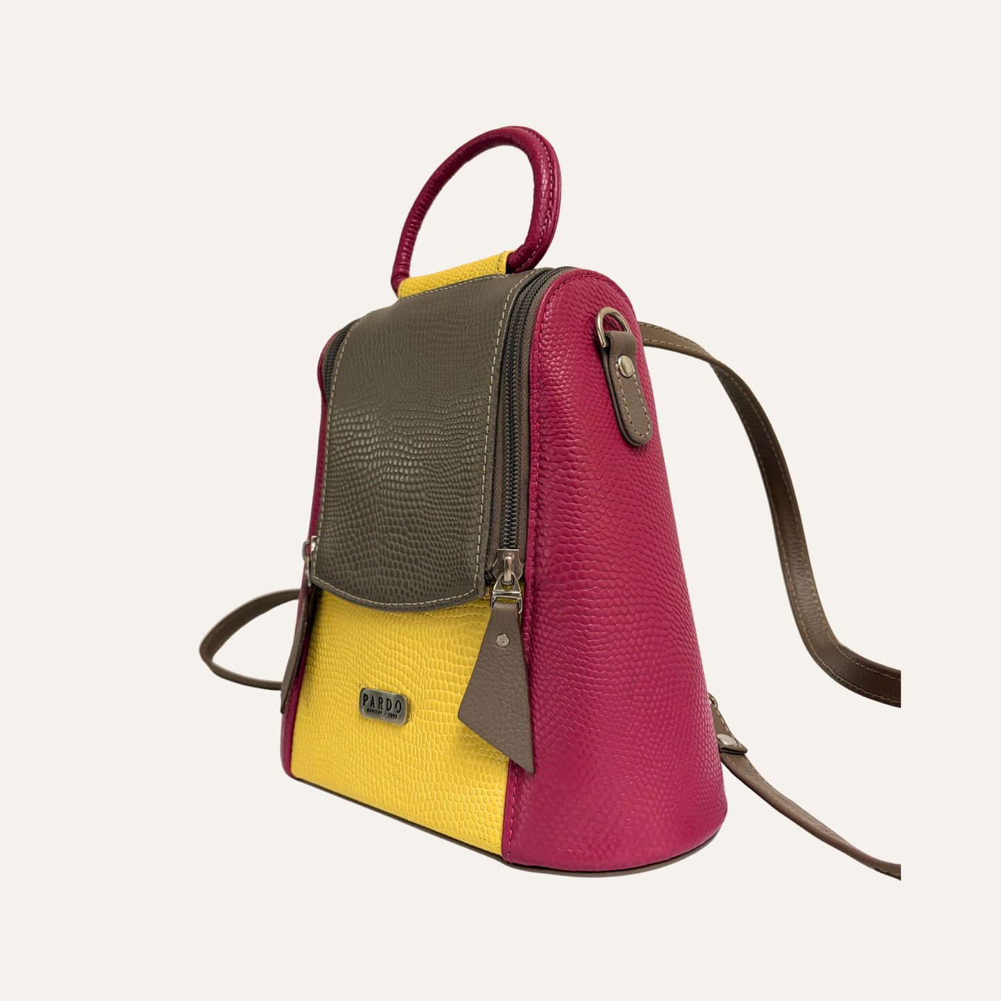 Mini morral doble cremallera gris combinado