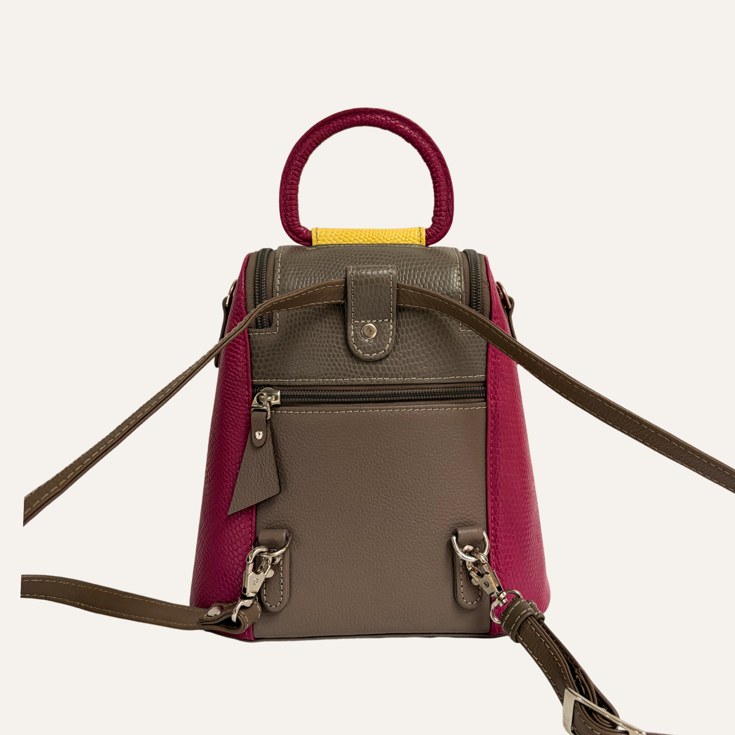 Mini morral doble cremallera gris combinado