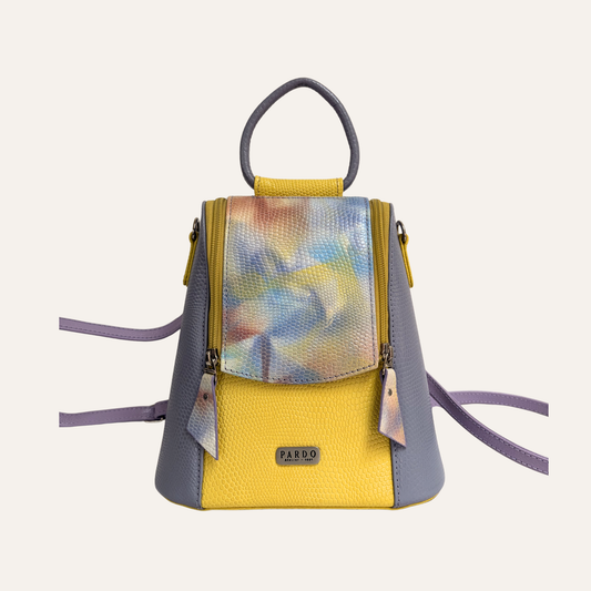 Mini morral doble cremallera lila camuflado