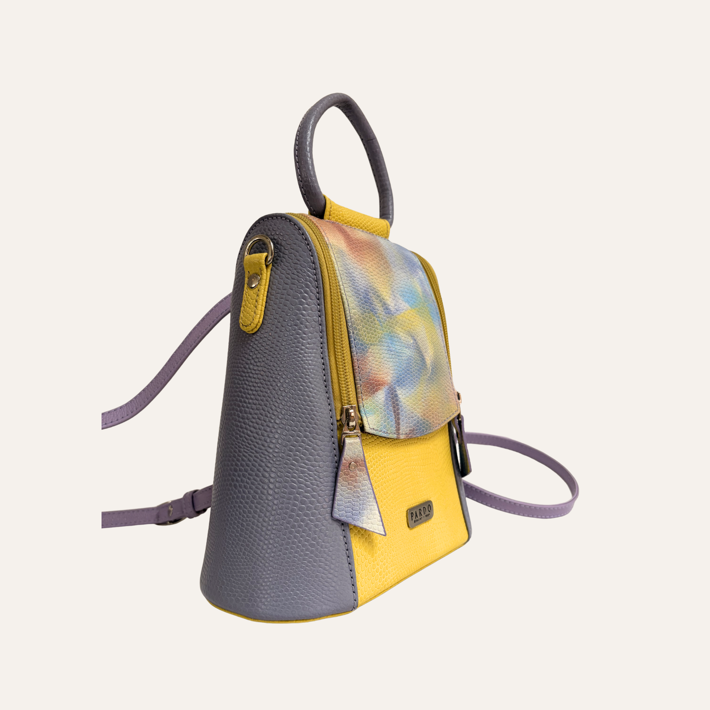 Mini morral doble cremallera lila camuflado
