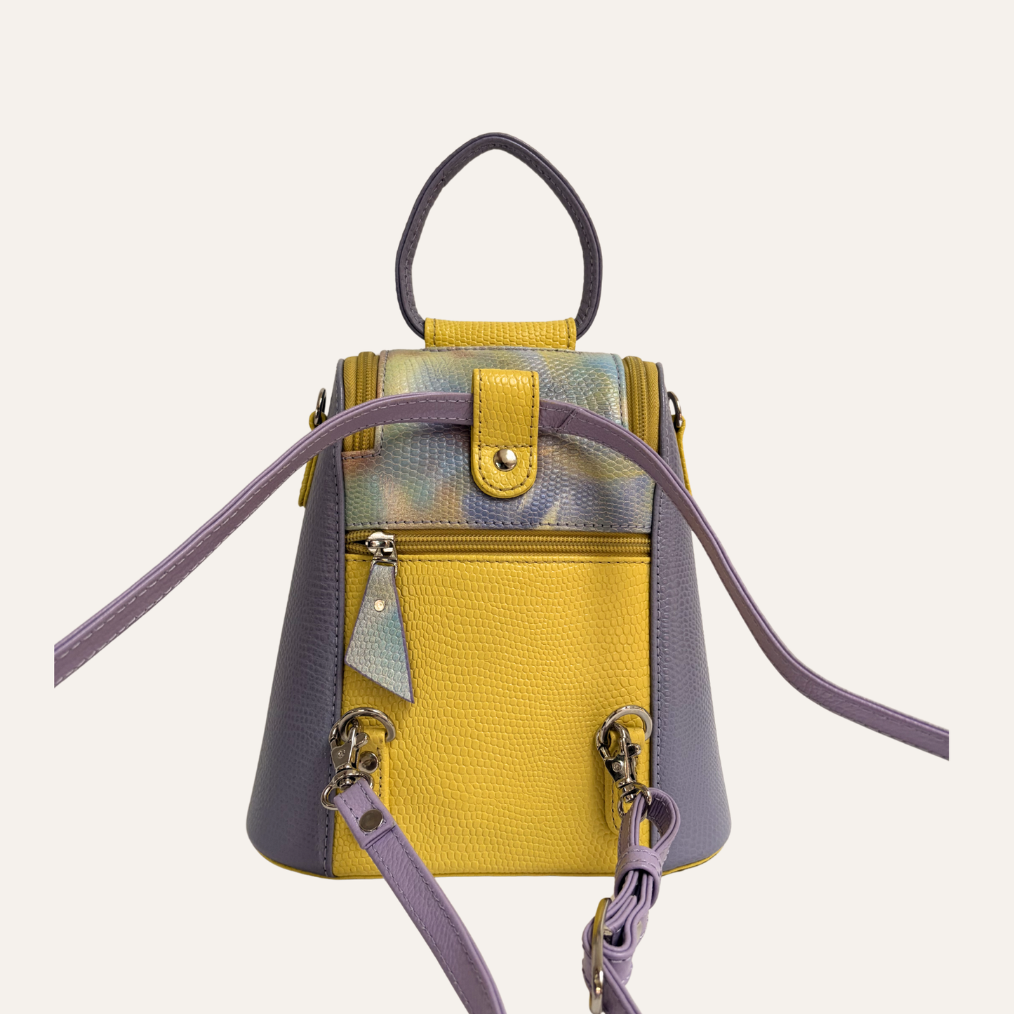 Mini morral doble cremallera lila camuflado