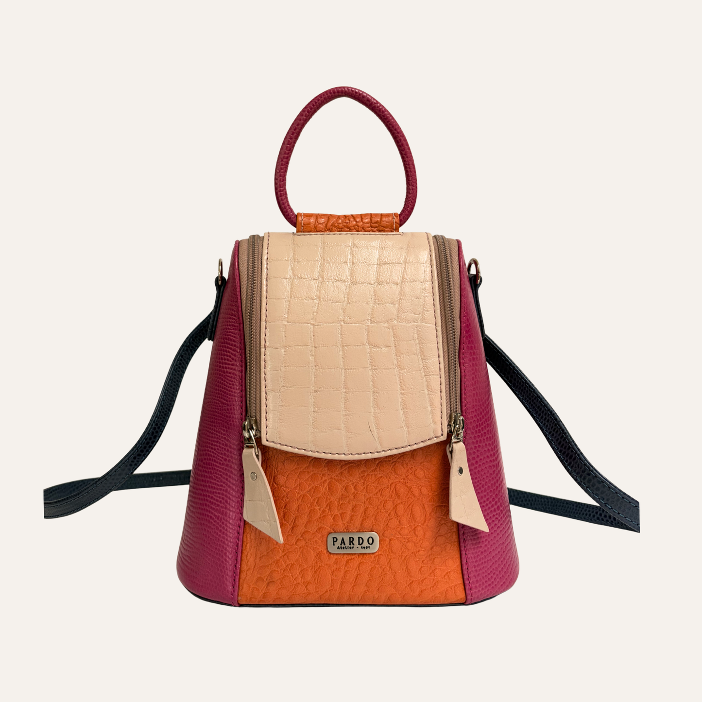 Mini morral doble cremallera fucsia