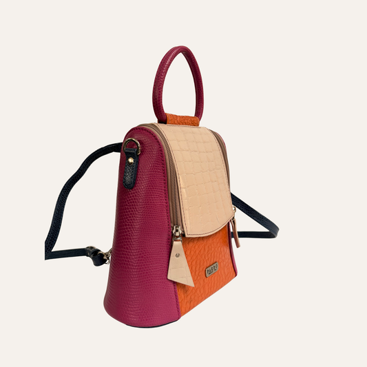 Mini morral doble cremallera fucsia