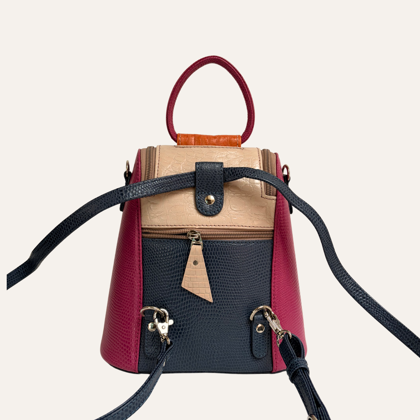 Mini morral doble cremallera fucsia