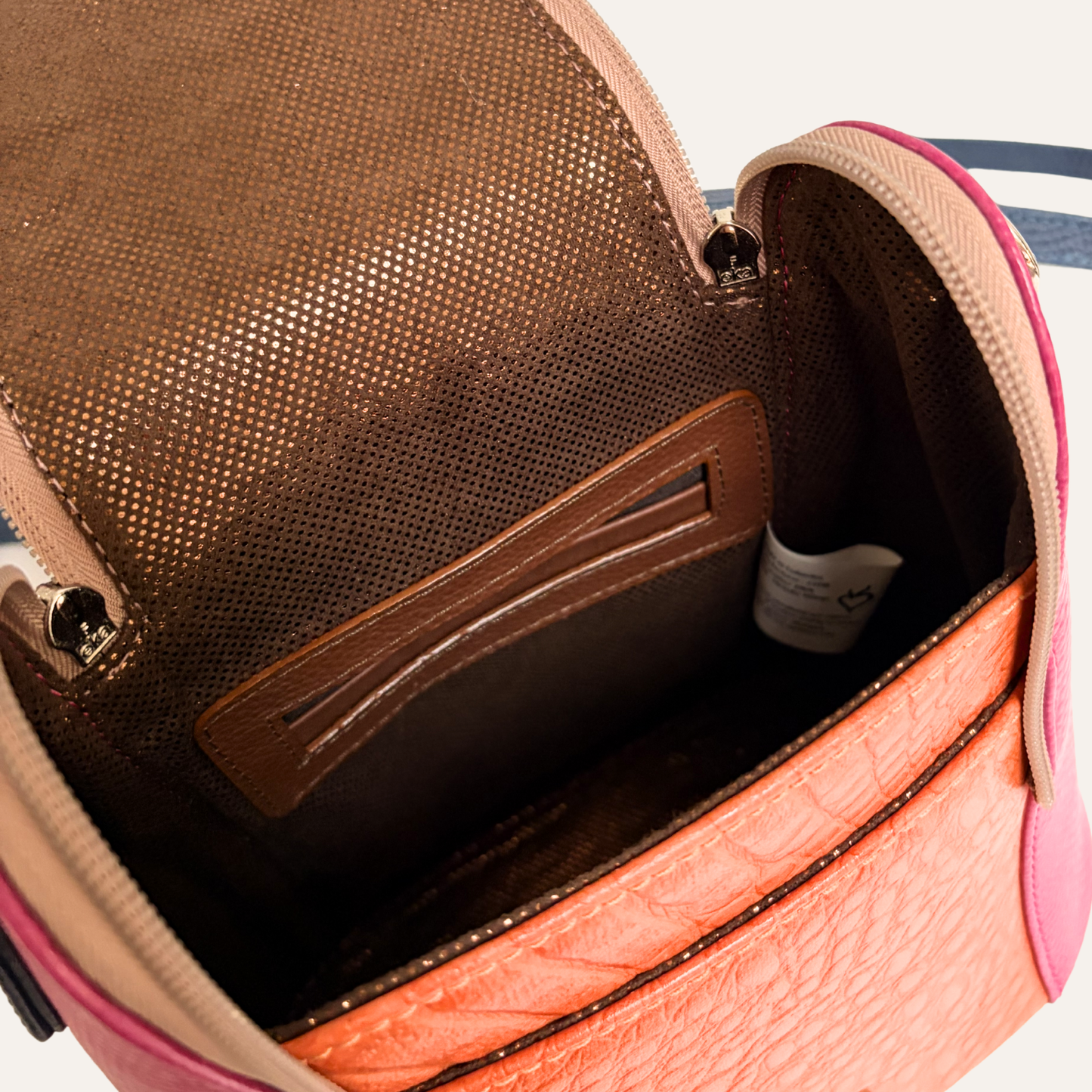 Mini morral doble cremallera lila camuflado