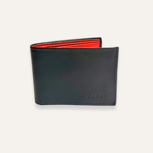 Billetera azul con interior rojo para hombre