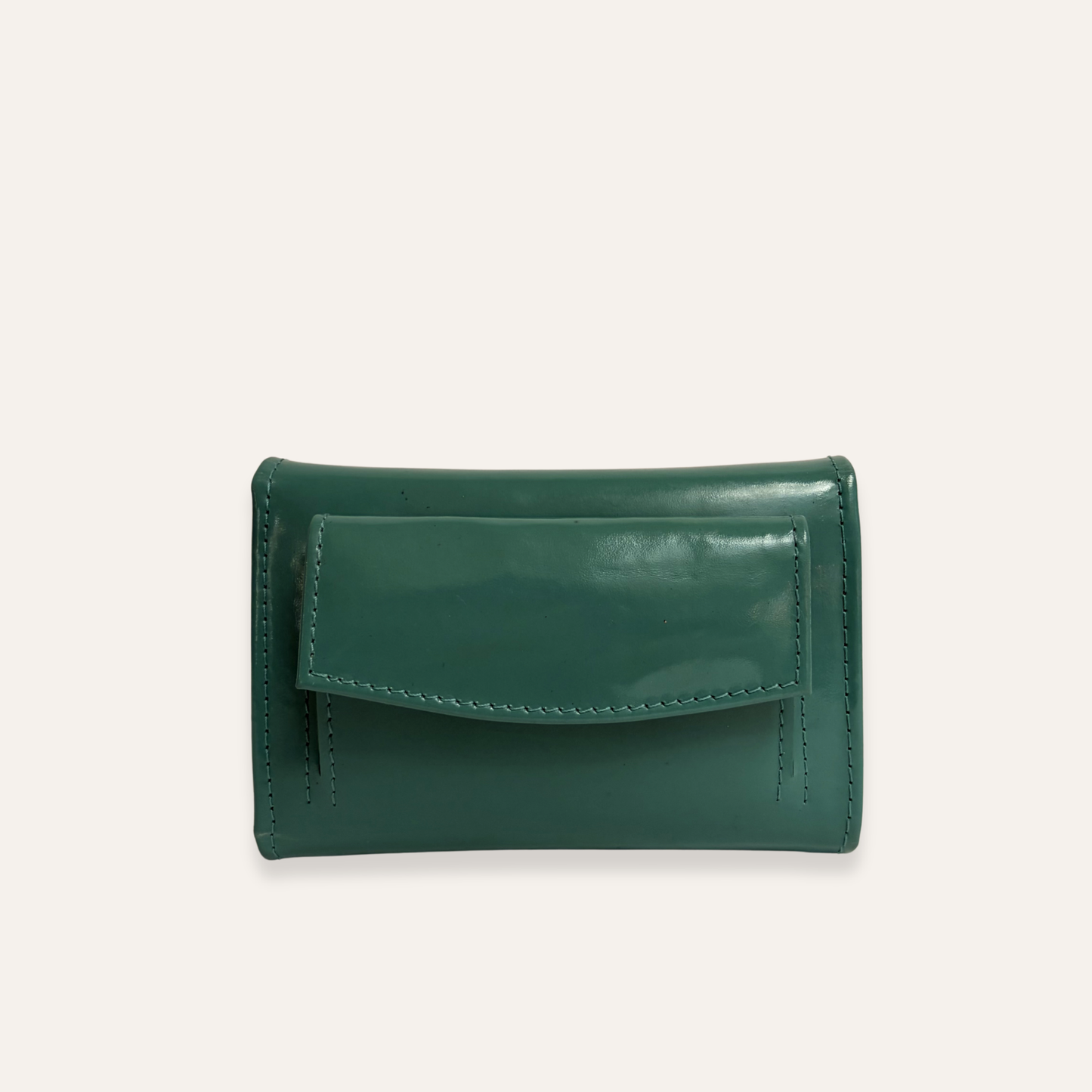 Billetera mediana verde menta tapa pelo