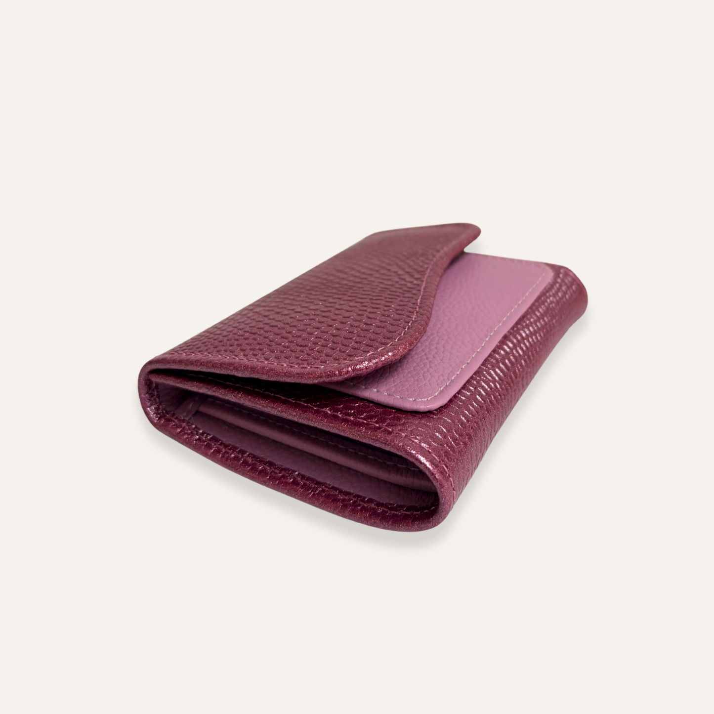 Billetera pequeña rosa metalizada