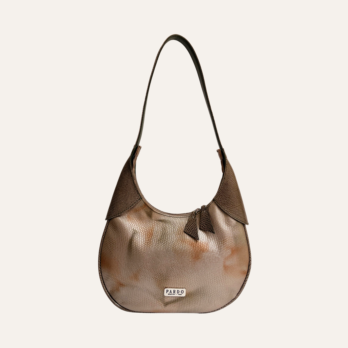 Hobo hombro en cuero beige marmolado