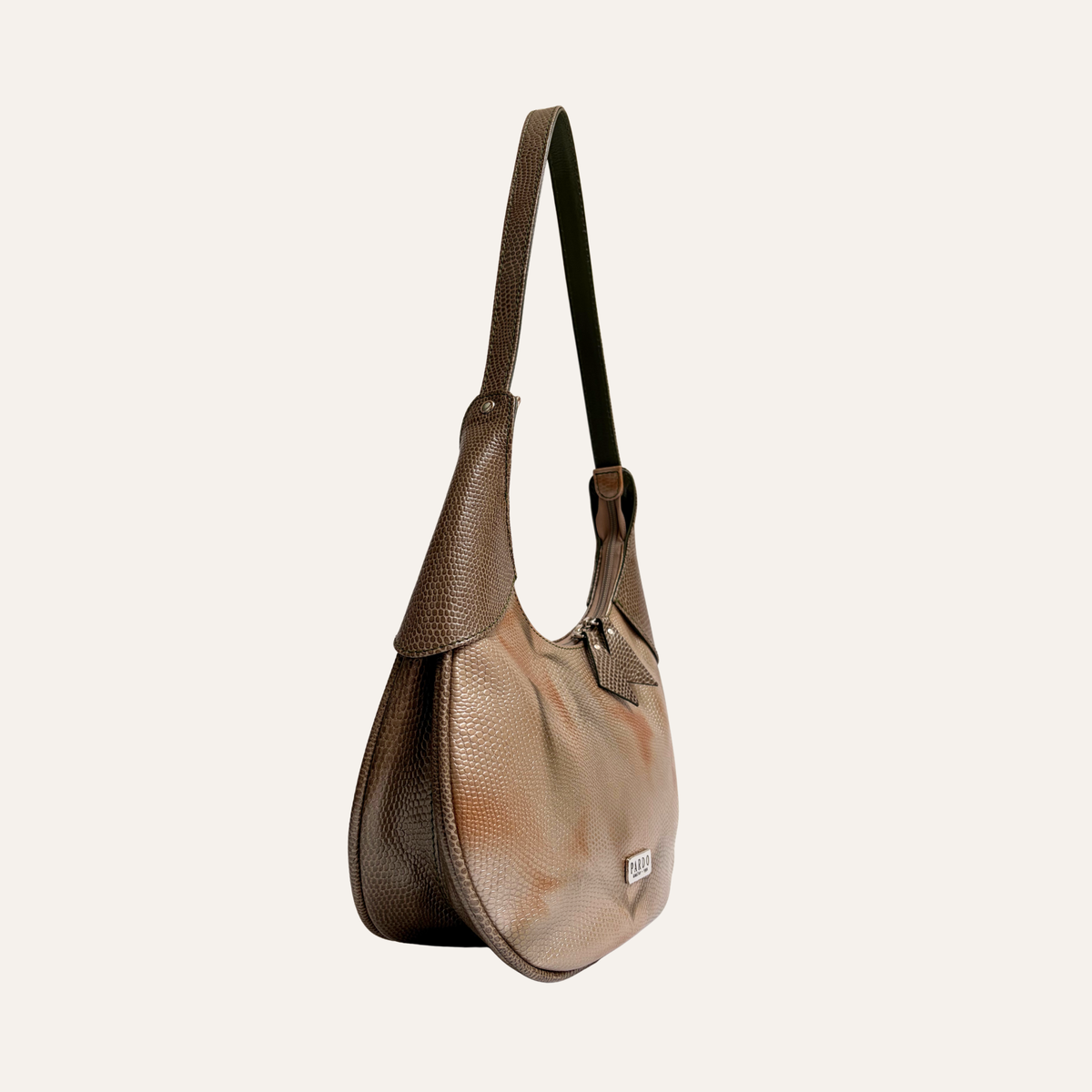 Hobo hombro en cuero beige marmolado