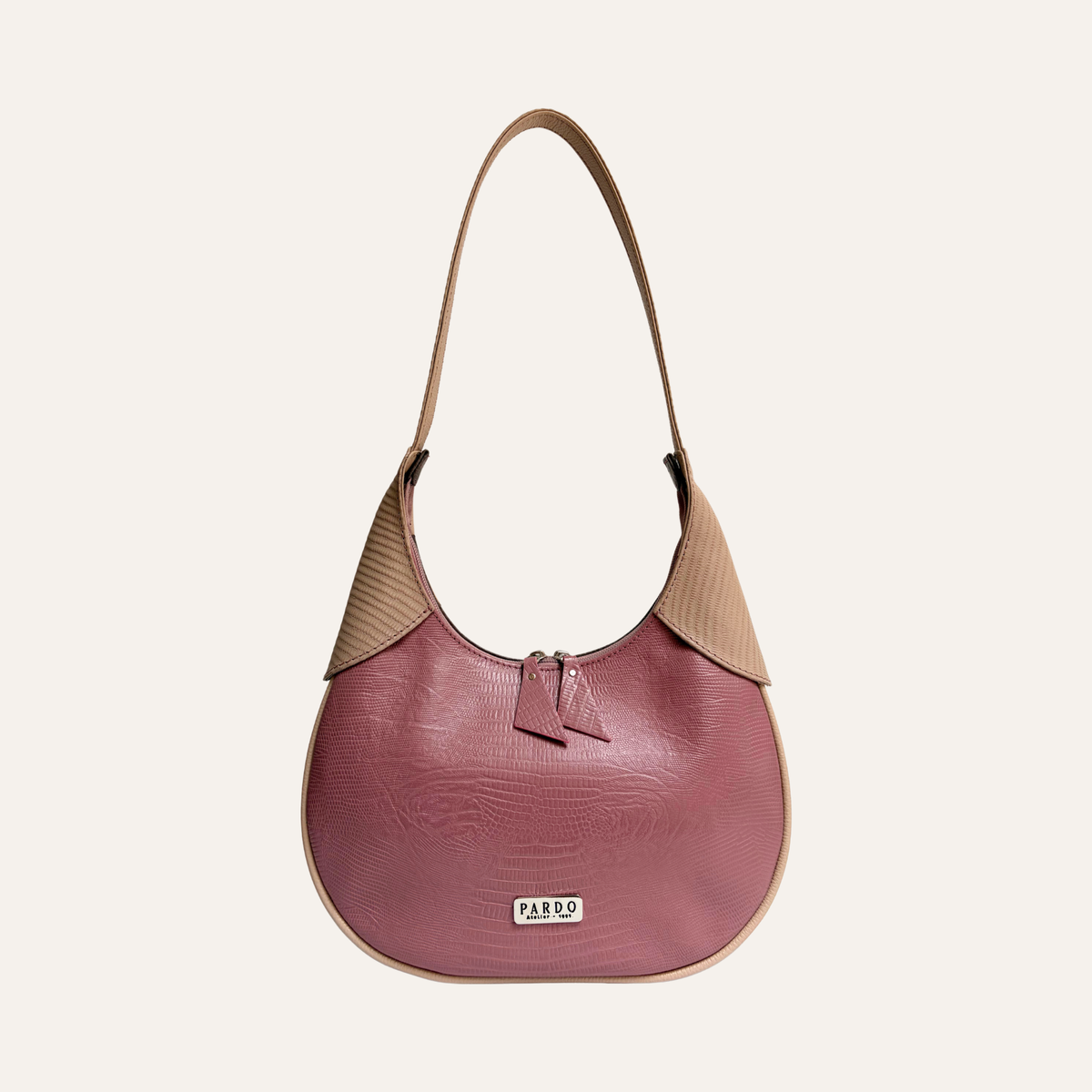 Hobo hombro en cuero rosa