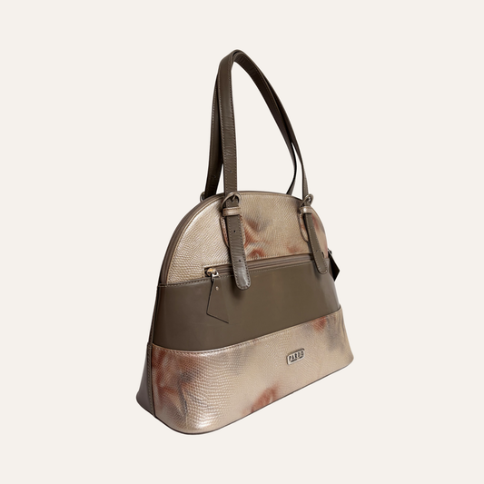 Bolso de franjas beige marmolado