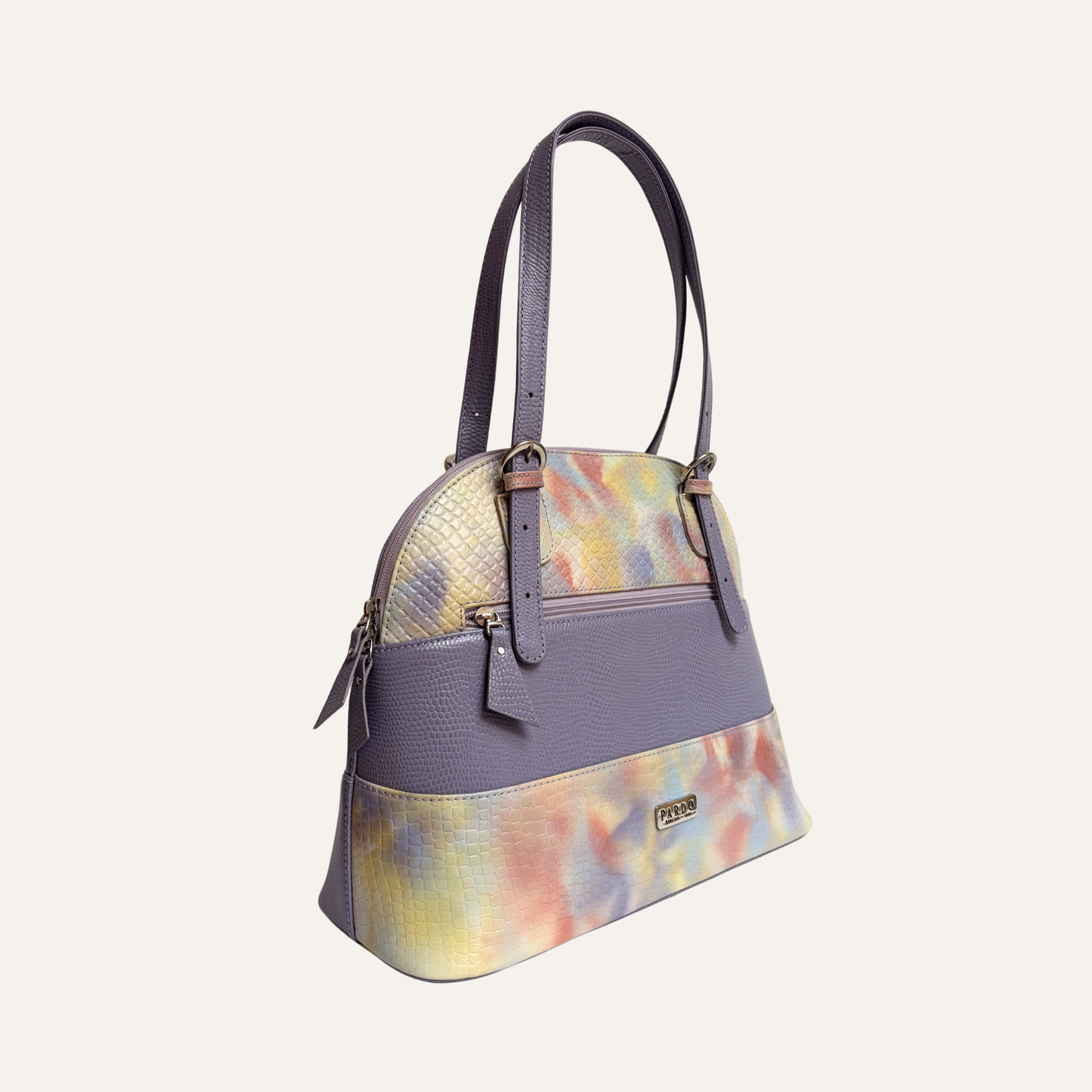 Bolso de franjas lila marmolado