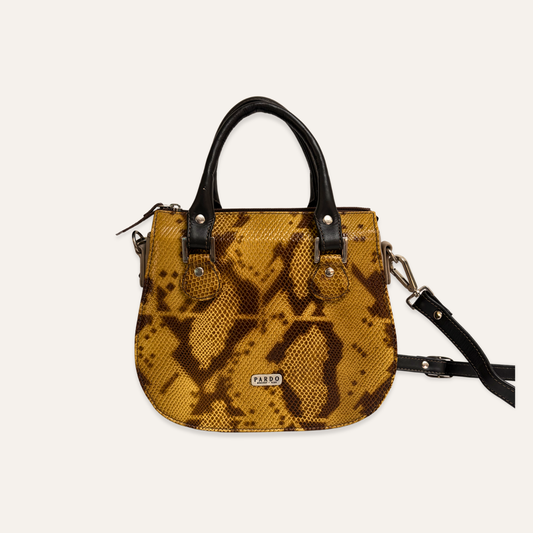 Carriel tres compartimientos mostaza print