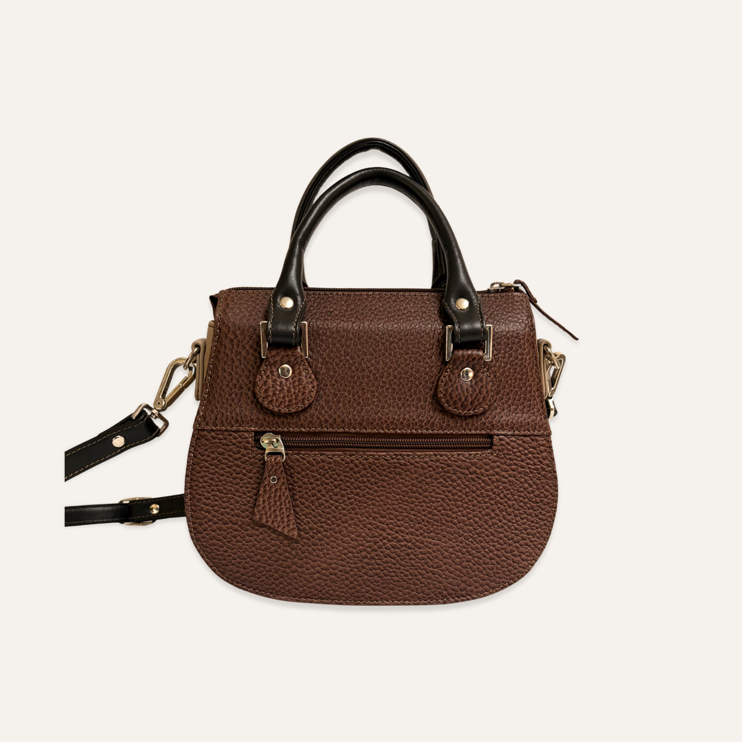 Carriel tres compartimientos mostaza print