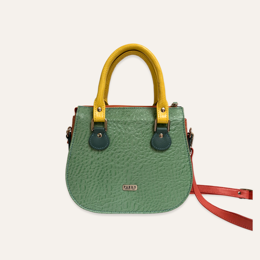 Carriel tres compartimientos verde menta