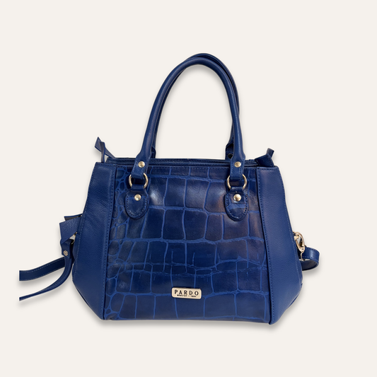 Cartera tres compartimientos azul