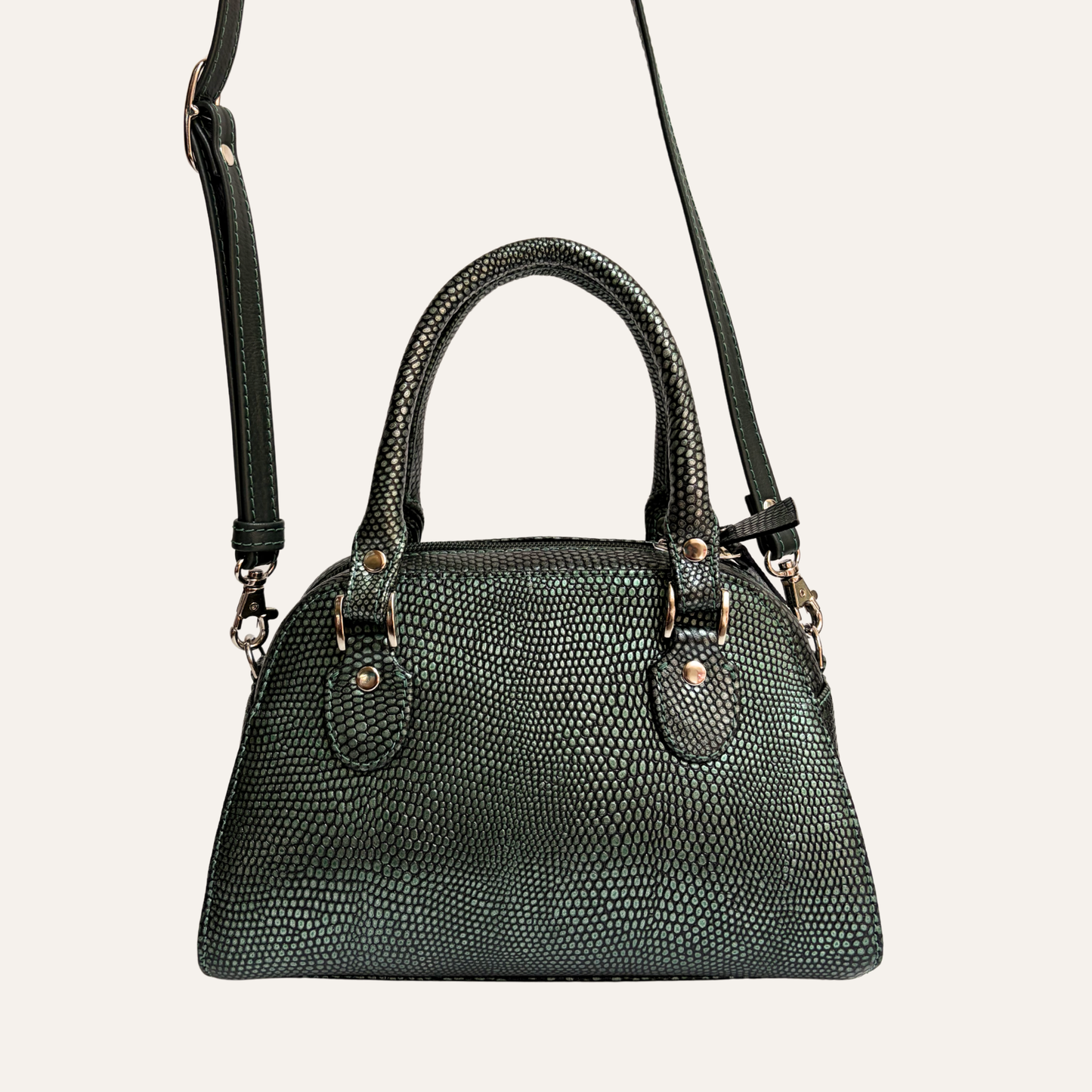 Cartera gracia verde metalizada