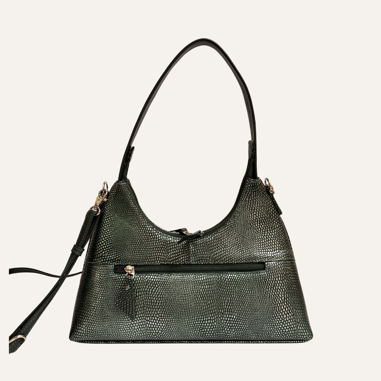 Cartera serena verde metalizada